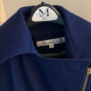 Kenneth Cole blue belted coat